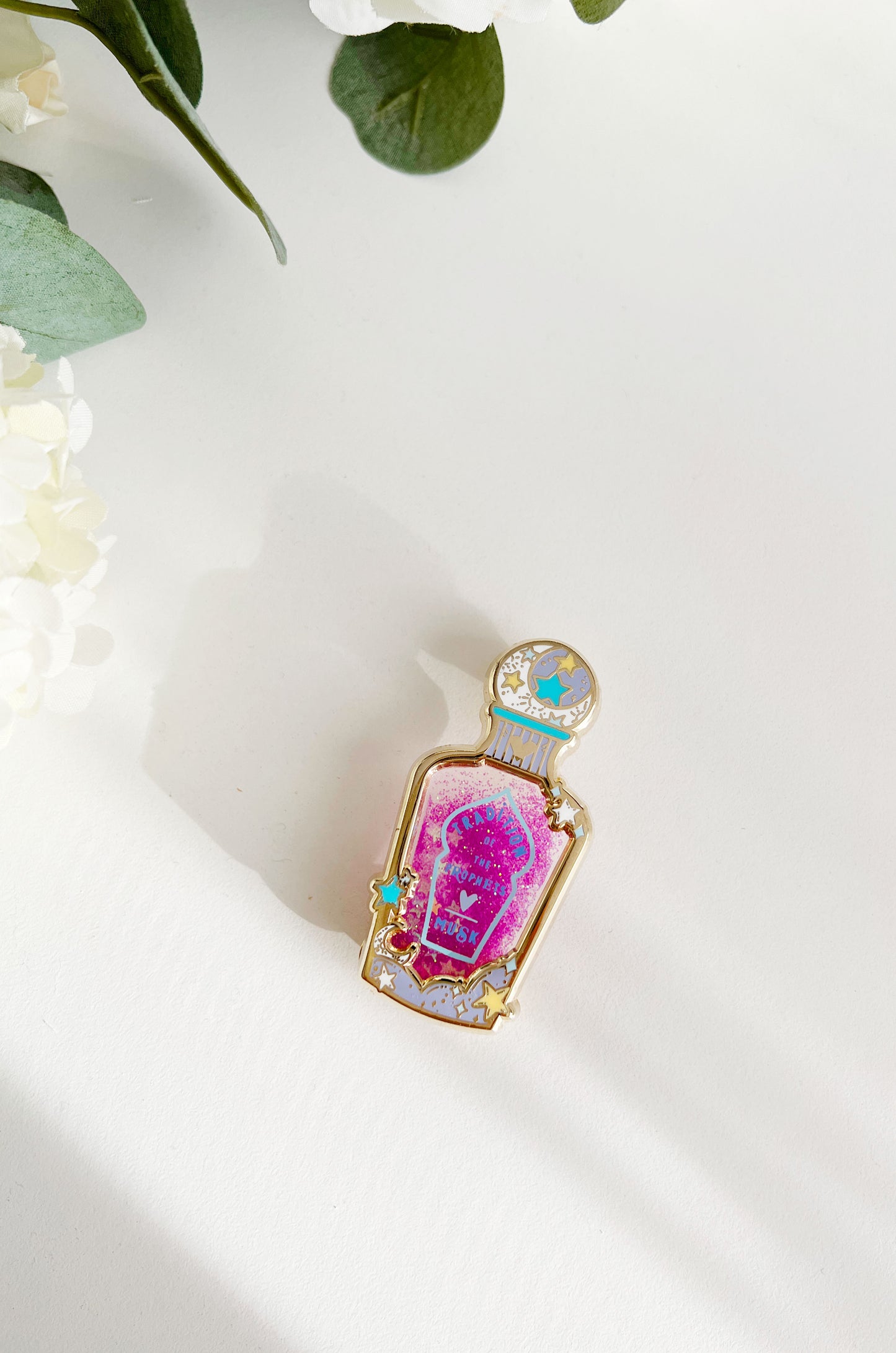 Two item bundle - Glitter Liquid pin with display banner & enamel pin