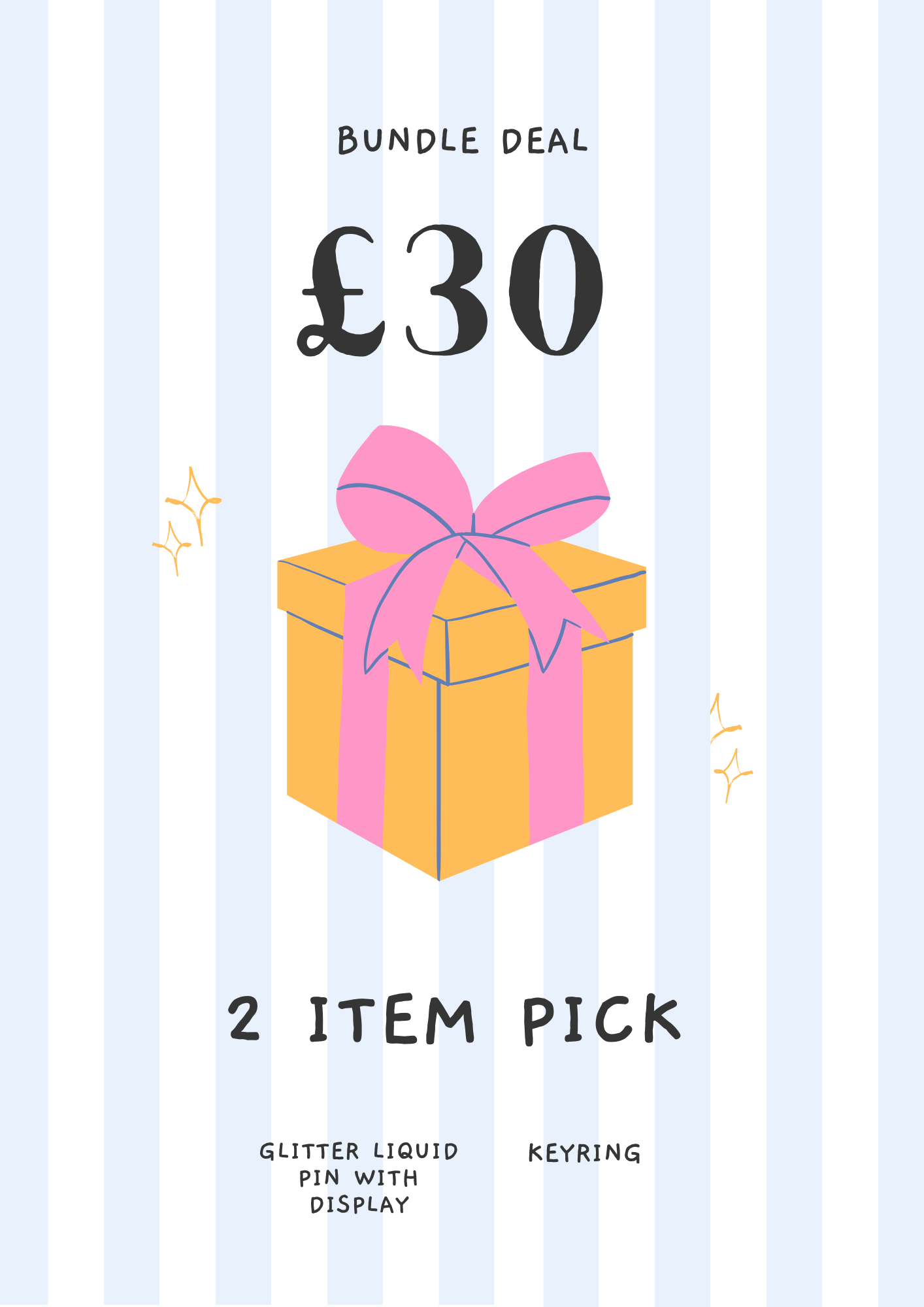 Two item bundle - Glitter liquid pin with display banner & keyring