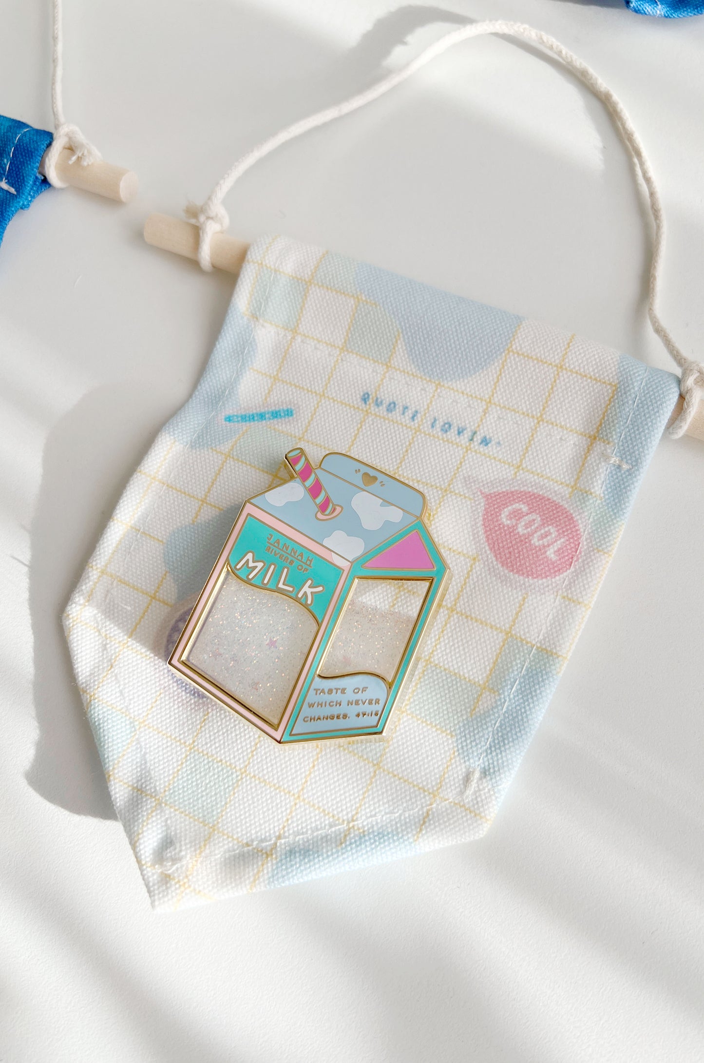 Milk - Glitter liquid pin with display banner | Quote Lovin' | Eid gifts