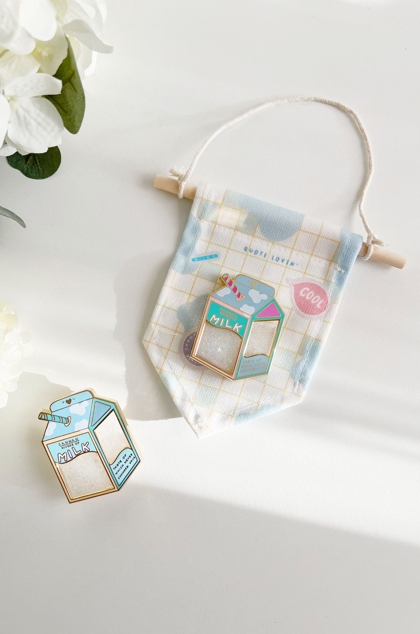 Milk - Glitter liquid pin with display banner | Quote Lovin' | Eid gifts