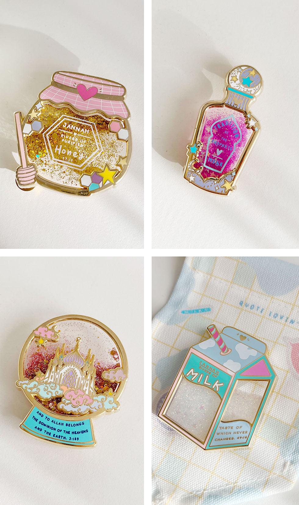 Glitter liquid pin with display banner set | Quote Lovin' | Eid gifts