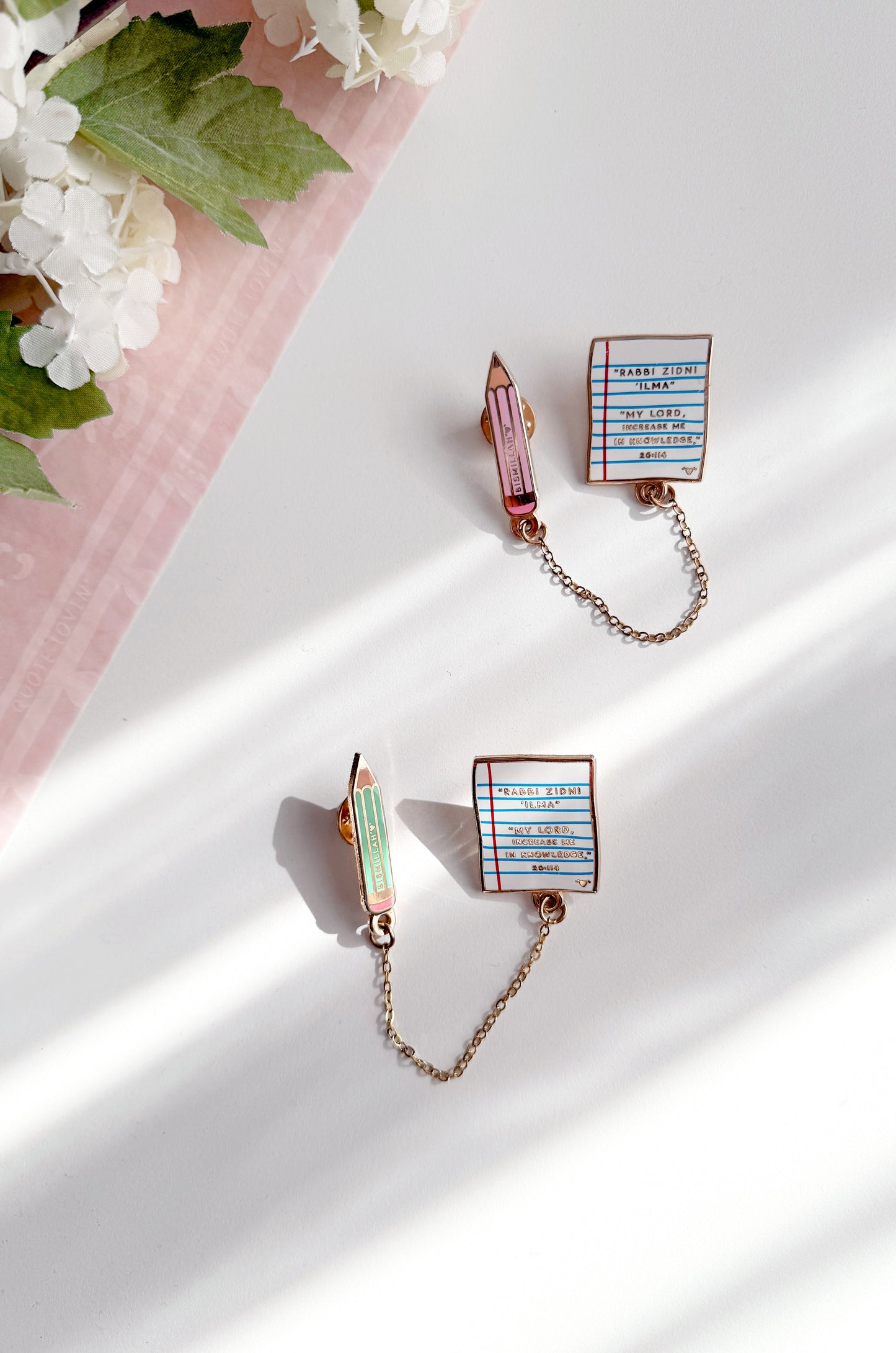 Paper & pencil chain pins | Quote Lovin' | Eid gifts