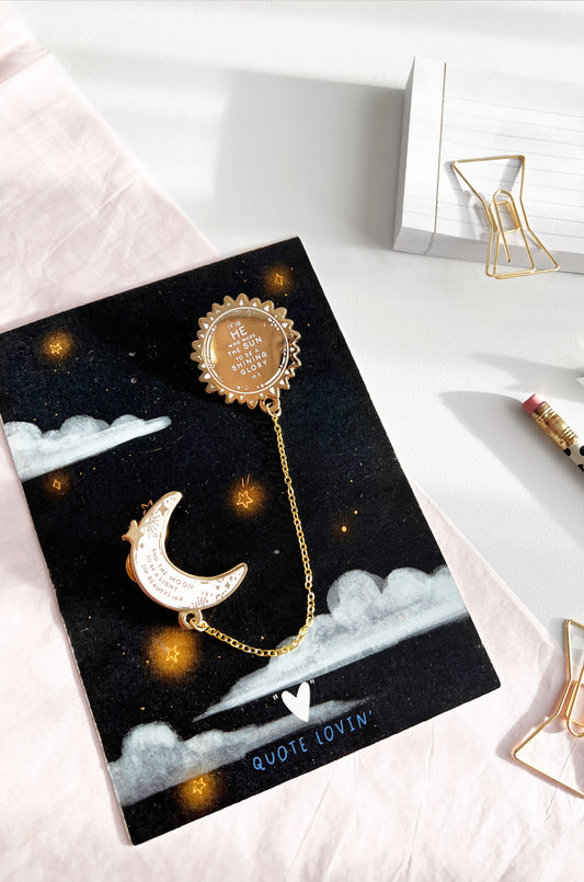 Sun & Moon chain pins | Quote Lovin' | Eid gifts - Quote Lovin'